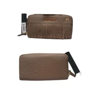 Joe's Taupe Fringe Top Zip Wallet‎
